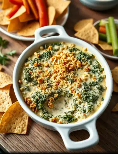 Dip épicé aux épinards, chou kale, artichauts et CBD
